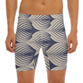 Vintage Geometric Leaf Pattern Print Men's Long Boxer Briefs