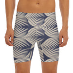 Vintage Geometric Leaf Pattern Print Men's Long Boxer Briefs