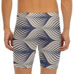 Vintage Geometric Leaf Pattern Print Men's Long Boxer Briefs