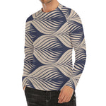 Vintage Geometric Leaf Pattern Print Men's Long Sleeve Rash Guard
