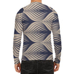 Vintage Geometric Leaf Pattern Print Men's Long Sleeve Rash Guard