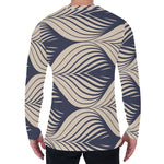 Vintage Geometric Leaf Pattern Print Men's Long Sleeve T-Shirt