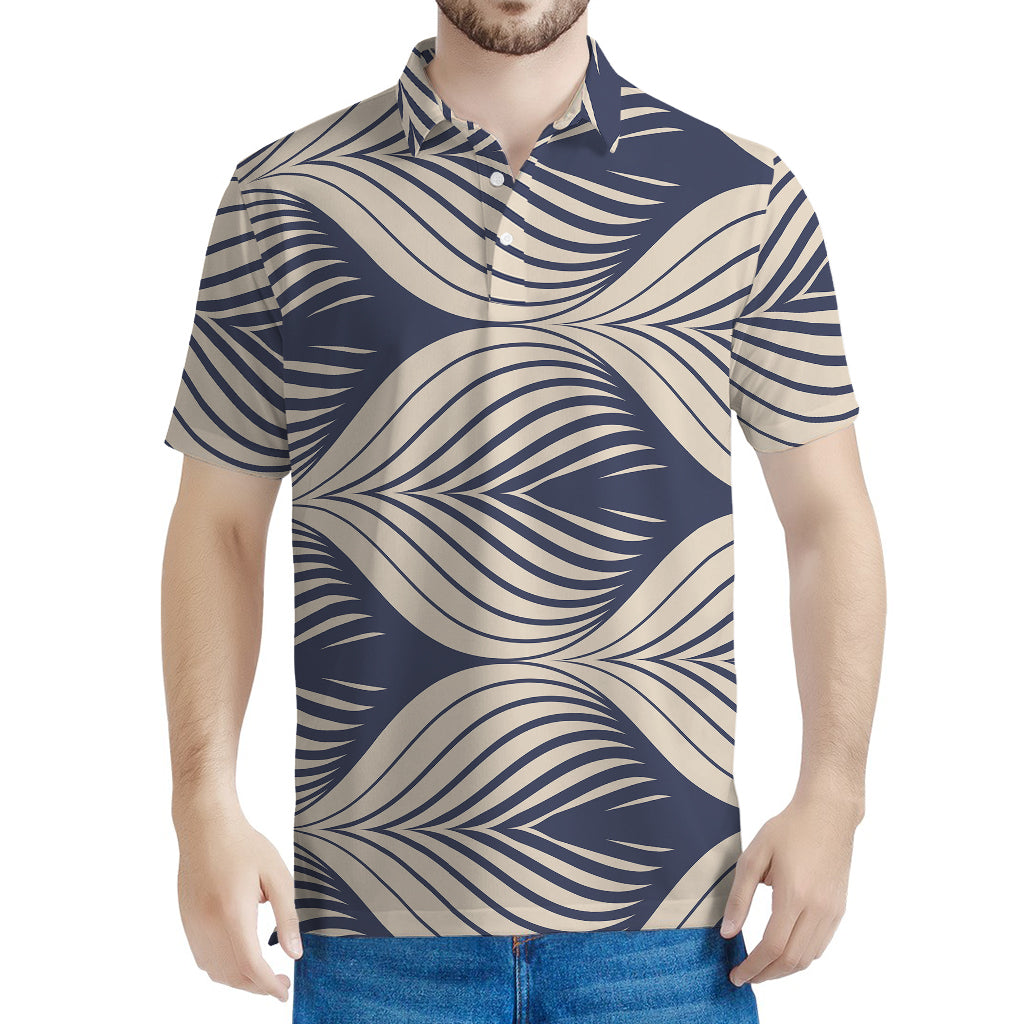 Vintage Geometric Leaf Pattern Print Men's Polo Shirt