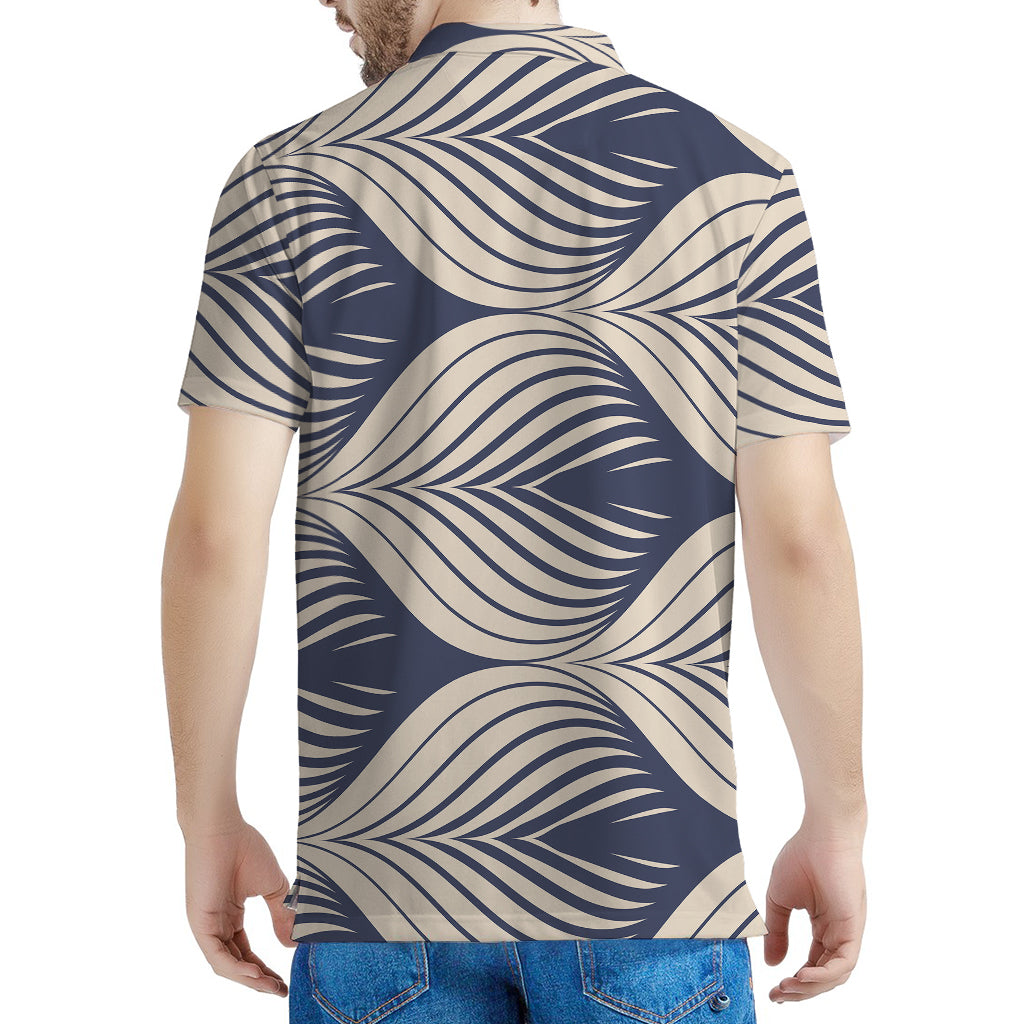 Vintage Geometric Leaf Pattern Print Men's Polo Shirt