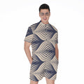 Vintage Geometric Leaf Pattern Print Men's Romper