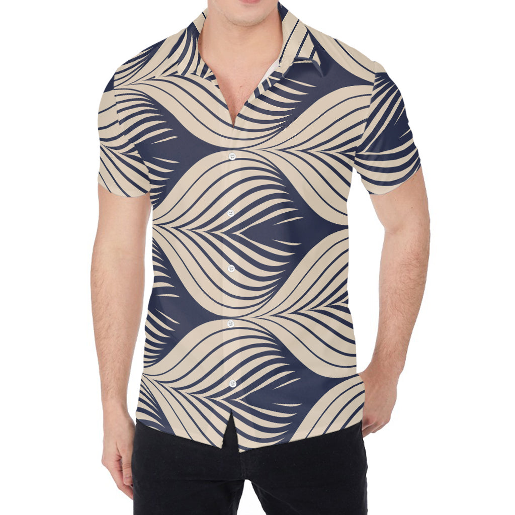 Vintage Geometric Leaf Pattern Print Men's Shirt