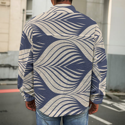 Vintage Geometric Leaf Pattern Print Men's Shirt Jacket