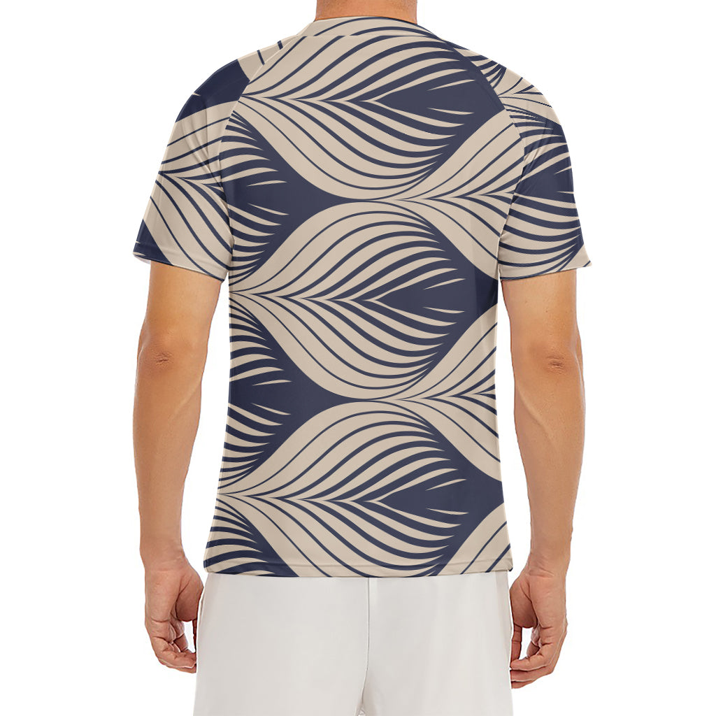 Vintage Geometric Leaf Pattern Print Men's Short Sleeve Rash Guard