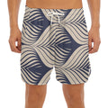 Vintage Geometric Leaf Pattern Print Men's Split Running Shorts