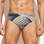 Vintage Geometric Leaf Pattern Print Men's Swim Briefs