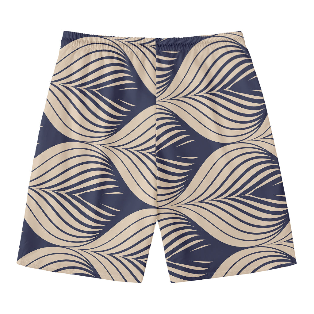Vintage Geometric Leaf Pattern Print Men's Swim Trunks