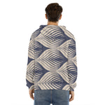 Vintage Geometric Leaf Pattern Print Men's Velvet Pullover Hoodie