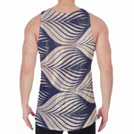 Vintage Geometric Leaf Pattern Print Men's Velvet Tank Top