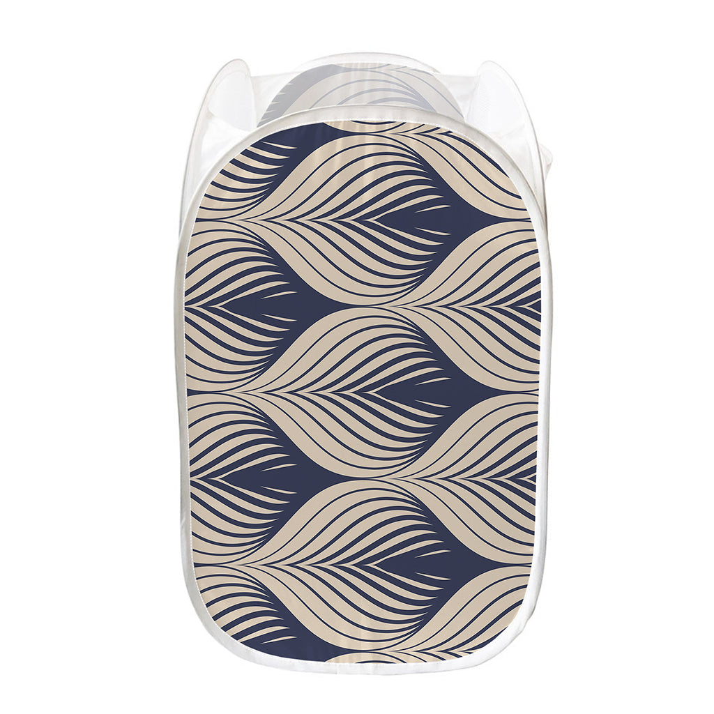 Vintage Geometric Leaf Pattern Print Mesh Laundry Hamper