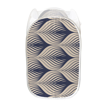 Vintage Geometric Leaf Pattern Print Mesh Laundry Hamper