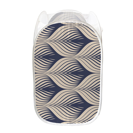 Vintage Geometric Leaf Pattern Print Mesh Laundry Hamper