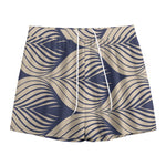 Vintage Geometric Leaf Pattern Print Mesh Shorts