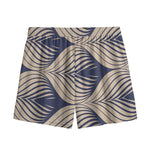 Vintage Geometric Leaf Pattern Print Mesh Shorts