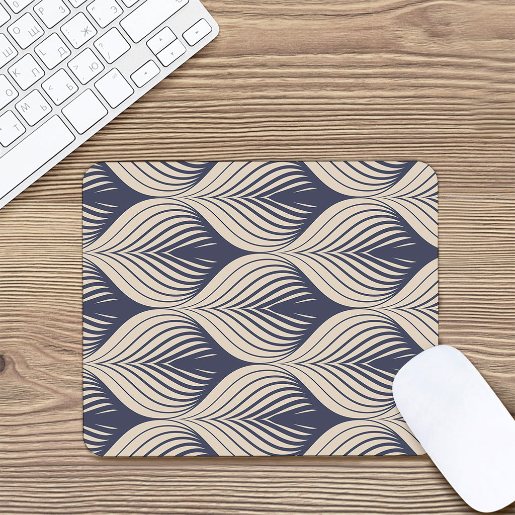Vintage Geometric Leaf Pattern Print Mouse Pad