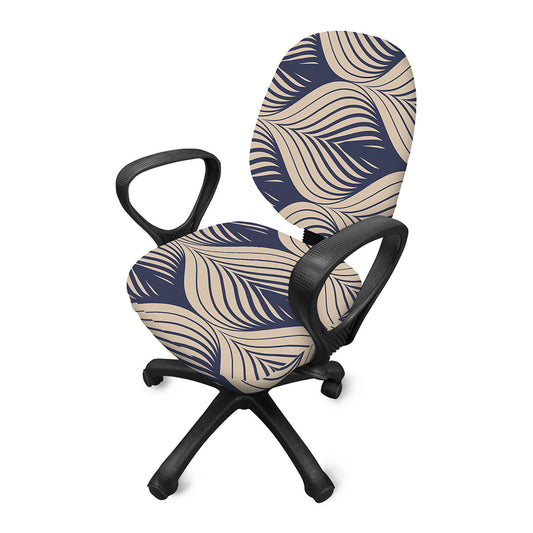 Vintage Geometric Leaf Pattern Print Office Chair Cover
