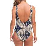 Vintage Geometric Leaf Pattern Print One Piece Swimsuit