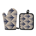 Vintage Geometric Leaf Pattern Print Oven Mitt And Pot Holder Set