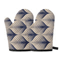 Vintage Geometric Leaf Pattern Print Oven Mitts