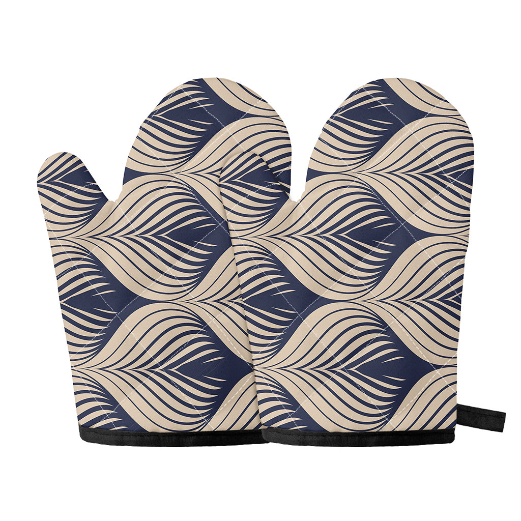 Vintage Geometric Leaf Pattern Print Oven Mitts