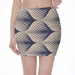 Vintage Geometric Leaf Pattern Print Pencil Mini Skirt
