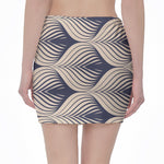 Vintage Geometric Leaf Pattern Print Pencil Mini Skirt
