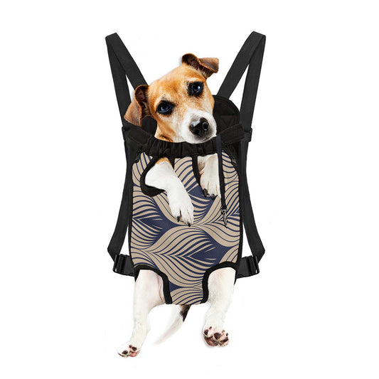 Vintage Geometric Leaf Pattern Print Pet Carrier Backpack