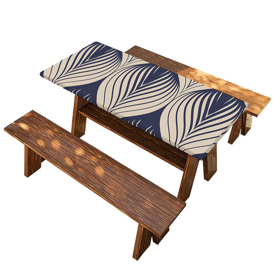 Vintage Geometric Leaf Pattern Print Picnic Table Cover