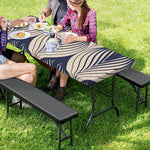 Vintage Geometric Leaf Pattern Print Picnic Table Cover
