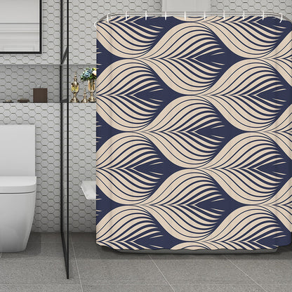 Vintage Geometric Leaf Pattern Print Polyester Shower Curtain