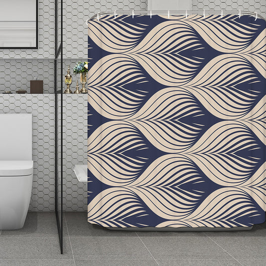 Vintage Geometric Leaf Pattern Print Polyester Shower Curtain