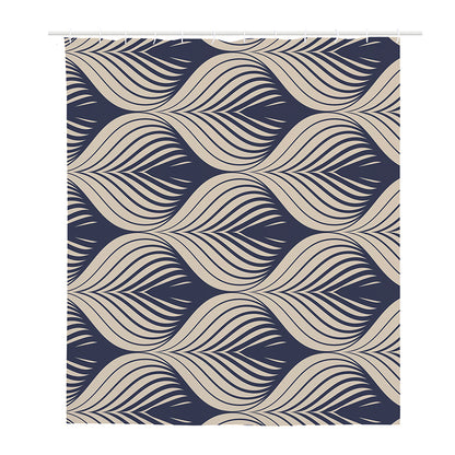 Vintage Geometric Leaf Pattern Print Polyester Shower Curtain