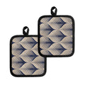 Vintage Geometric Leaf Pattern Print Pot Holders