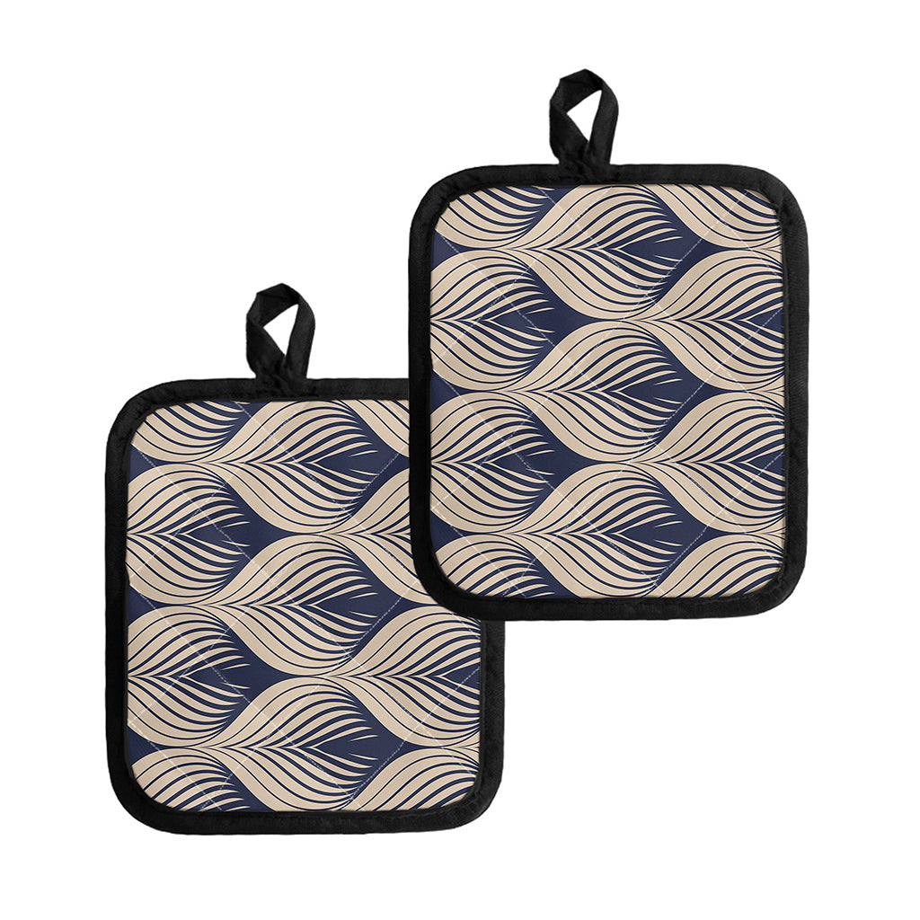 Vintage Geometric Leaf Pattern Print Pot Holders