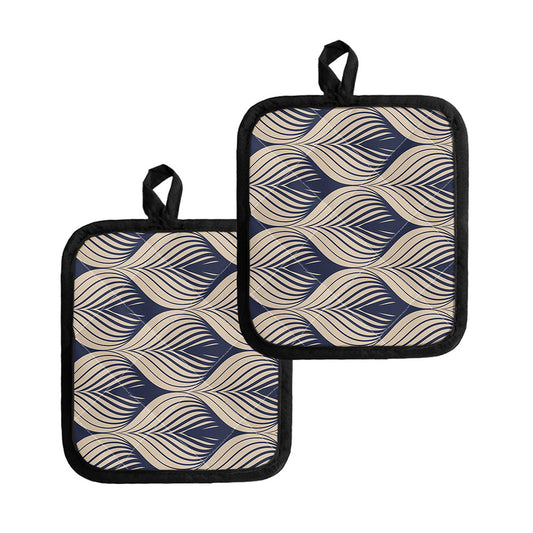 Vintage Geometric Leaf Pattern Print Pot Holders