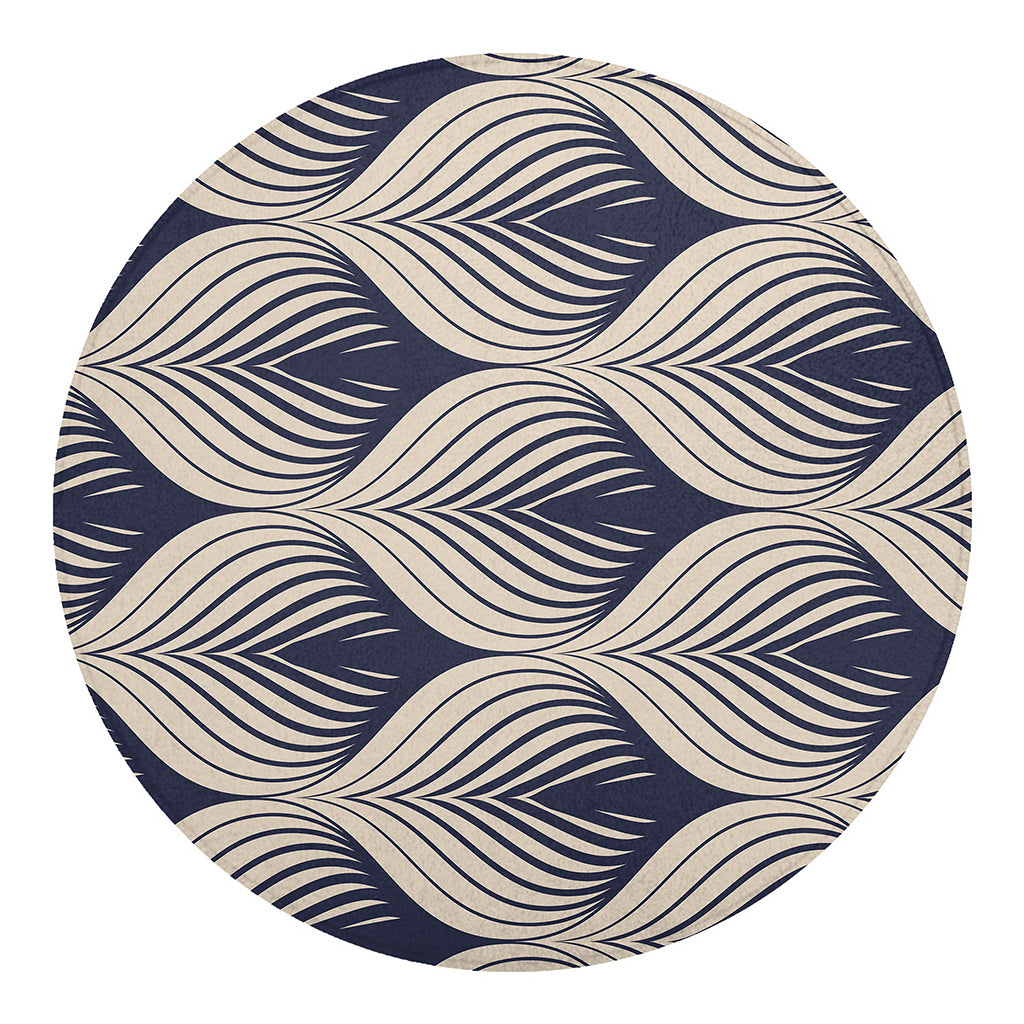Vintage Geometric Leaf Pattern Print Round Blanket