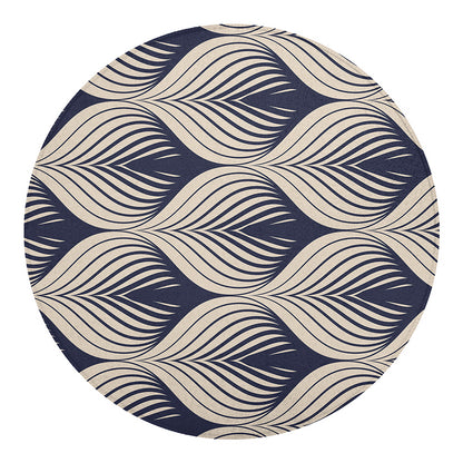 Vintage Geometric Leaf Pattern Print Round Blanket