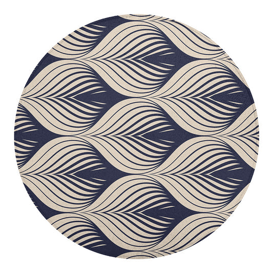 Vintage Geometric Leaf Pattern Print Round Blanket