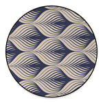 Vintage Geometric Leaf Pattern Print Round Floor Mat