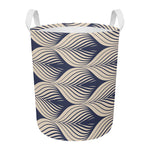 Vintage Geometric Leaf Pattern Print Round Laundry Basket