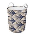 Vintage Geometric Leaf Pattern Print Round Laundry Basket