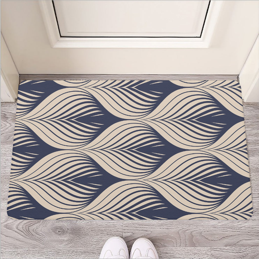 Vintage Geometric Leaf Pattern Print Rubber Doormat
