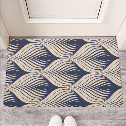 Vintage Geometric Leaf Pattern Print Rubber Doormat