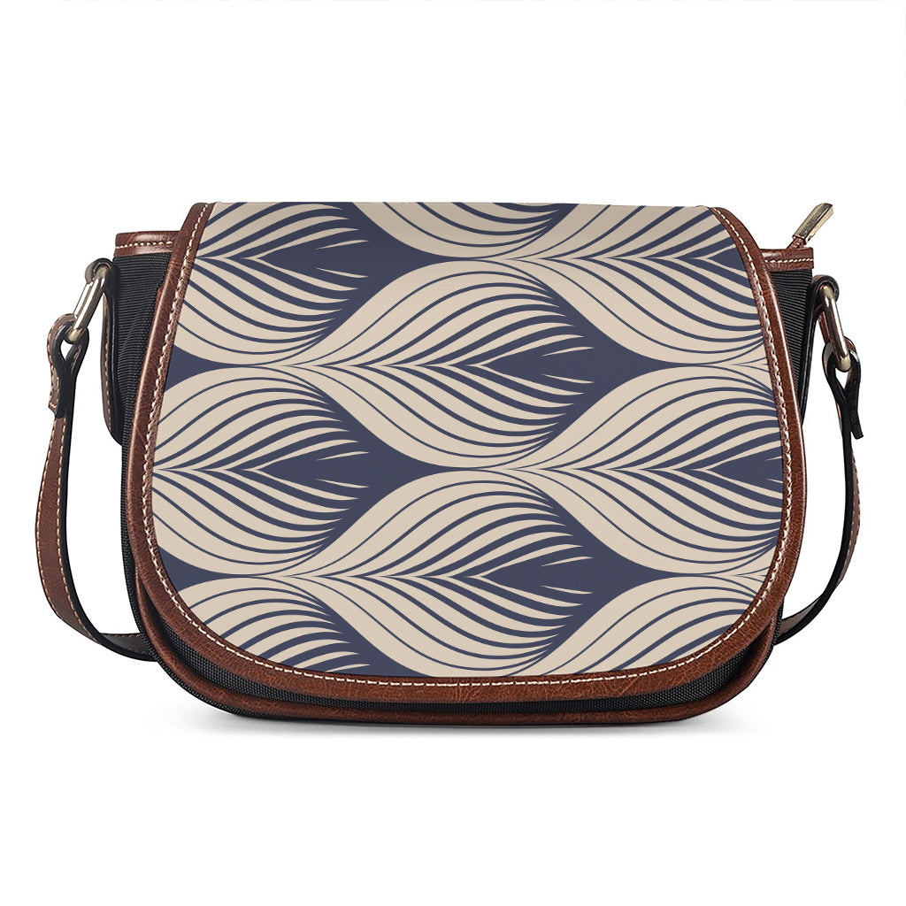 Vintage Geometric Leaf Pattern Print Saddle Bag
