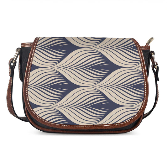 Vintage Geometric Leaf Pattern Print Saddle Bag