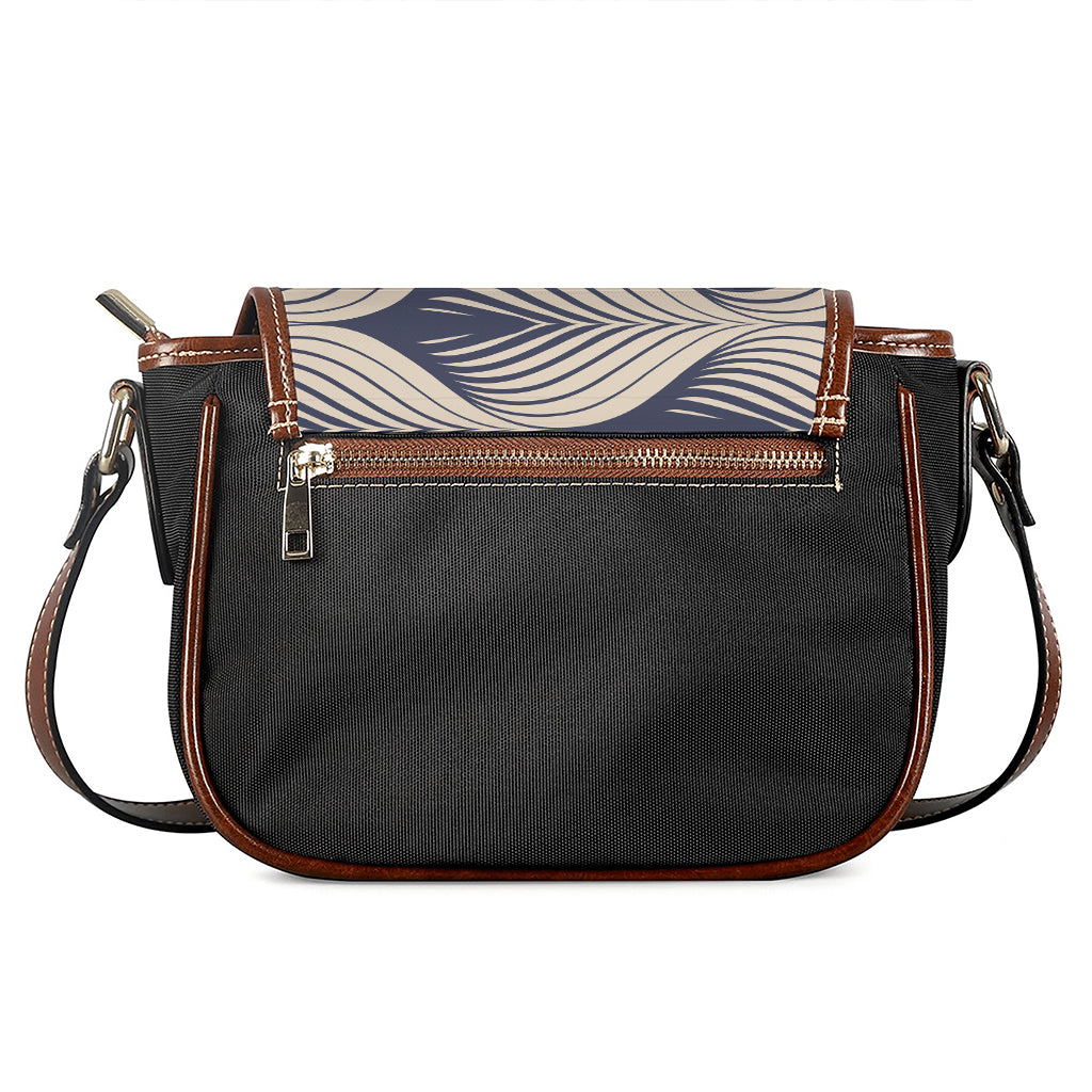 Vintage Geometric Leaf Pattern Print Saddle Bag